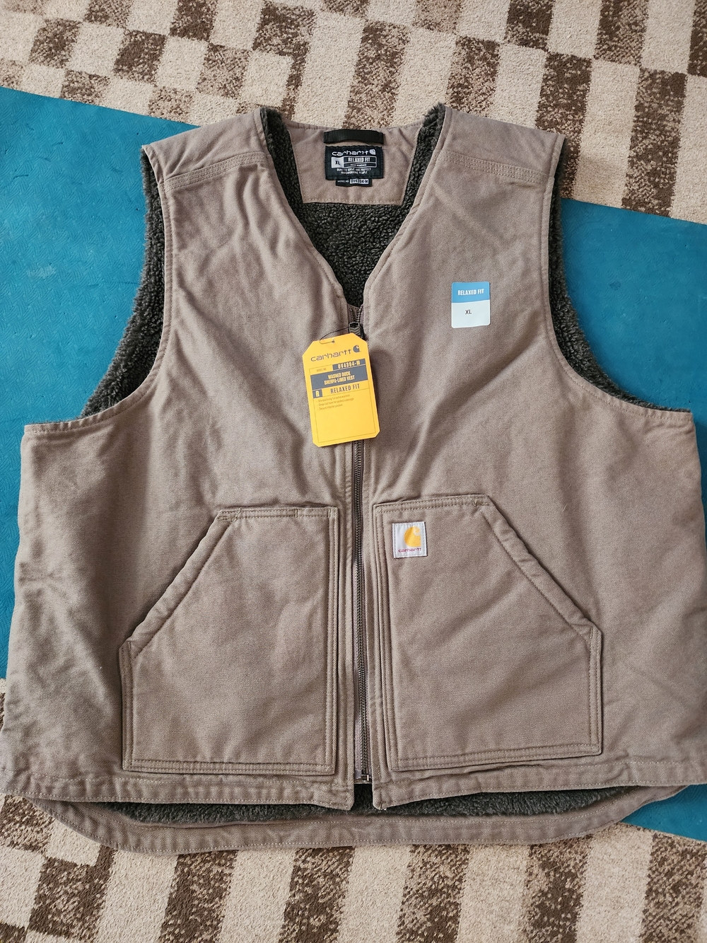 Carhartt Tan Sherpa-Lined Zip Front Vest